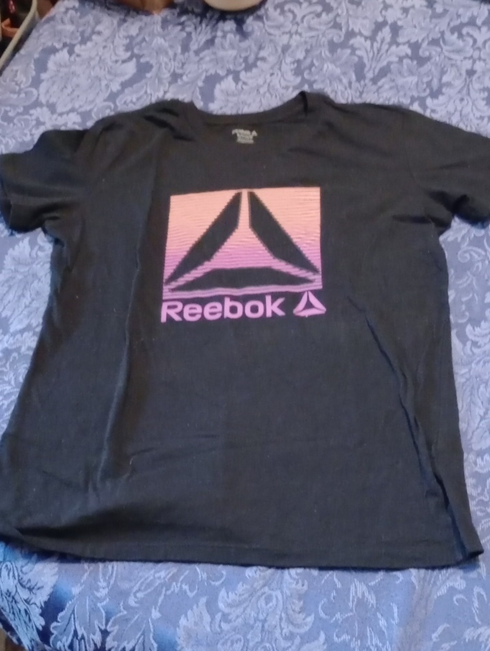 Reebok Black Tee with Pink Gradient Logo